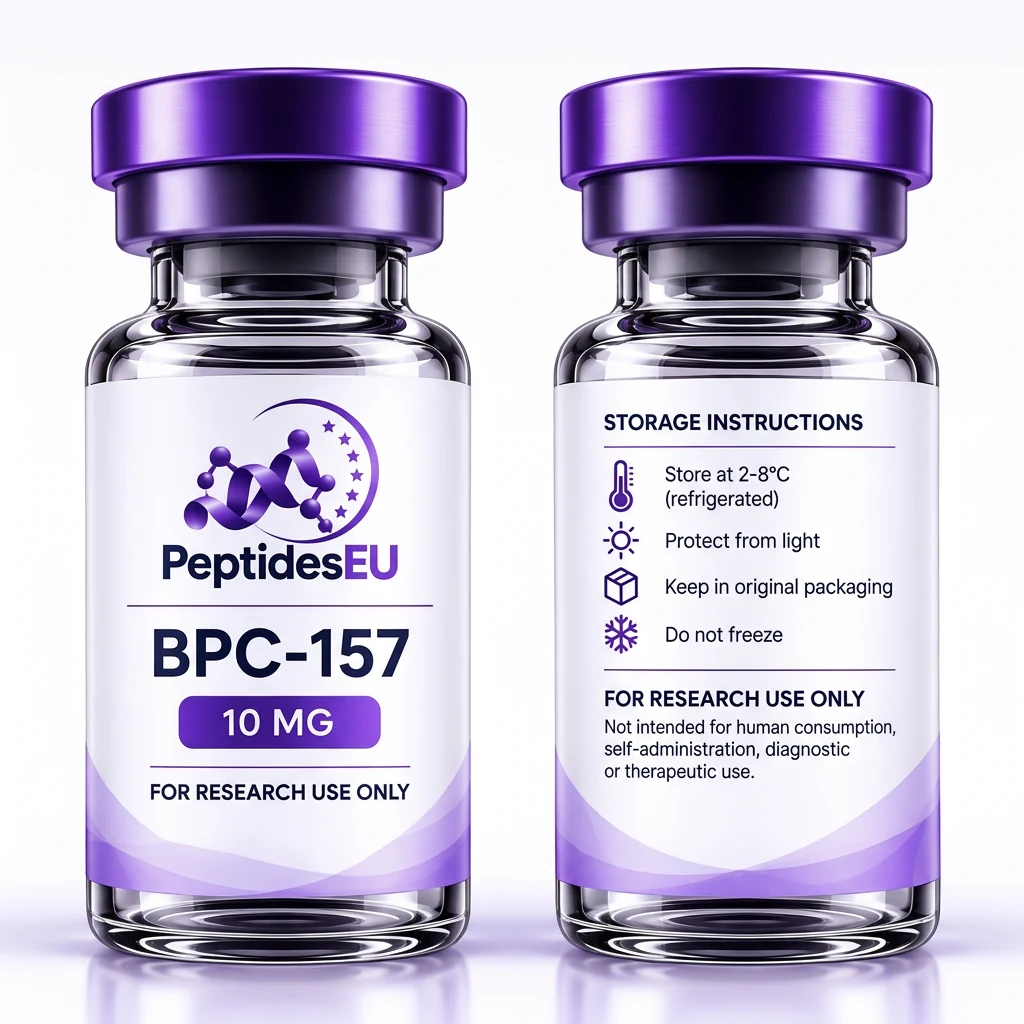 Twee vials PeptidesEU BPC-157 10 MG voor laboratoriumonderzoek